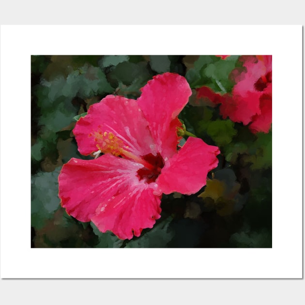 Pretty in Pink Hibiscus Flower Wall Art by Star58